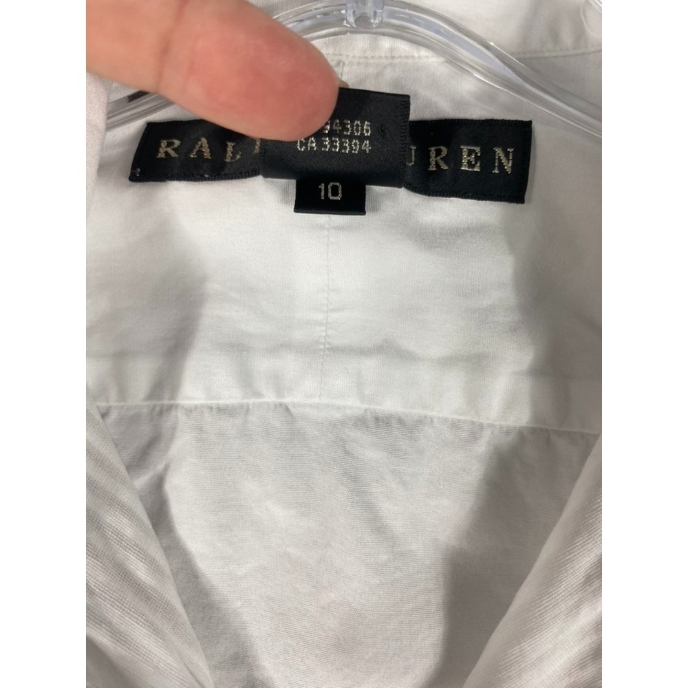 Ralph Lauren Black Label Shirt Women Sz 10 White Pleats Old Money Quiet Luxury - Picture 11 of 14